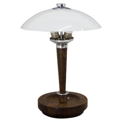 Art Deco Wood and Glass Table Lamp, 1930s-TZ-1364728