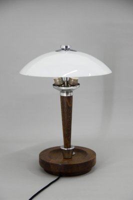 Art Deco Wood and Glass Table Lamp, 1930s-TZ-1364728