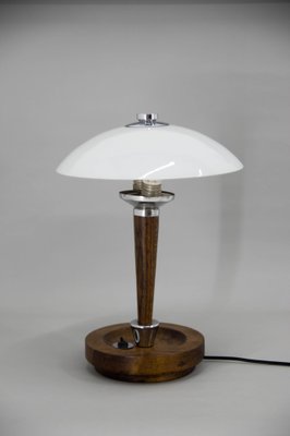 Art Deco Wood and Glass Table Lamp, 1930s-TZ-1364728