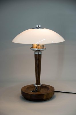 Art Deco Wood and Glass Table Lamp, 1930s-TZ-1364728