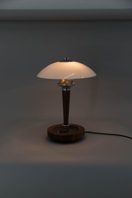 Art Deco Wood and Glass Table Lamp, 1930s-TZ-1364728