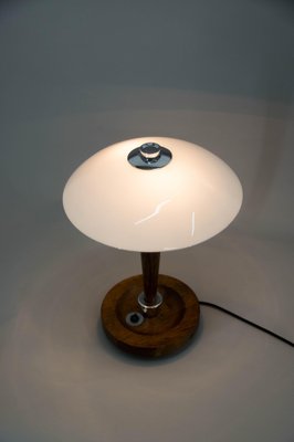 Art Deco Wood and Glass Table Lamp, 1930s-TZ-1364728