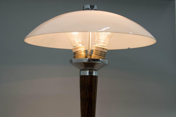 Art Deco Wood and Glass Table Lamp, 1930s-TZ-1364728