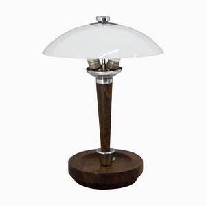 Art Deco Wood and Glass Table Lamp, 1930s-TZ-1364728