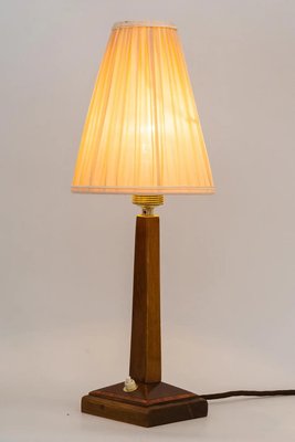 Art Deco Wood Table Lamp with Fabric Shade, Vienna, 1920s-SPD-1251276