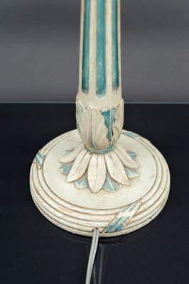 Art Deco Wooden Lamp in White and Patinated Blue, 1920-XNH-1804548