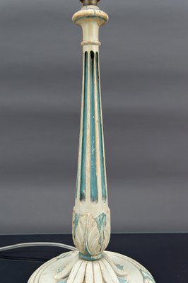 Art Deco Wooden Lamp in White and Patinated Blue, 1920-XNH-1804548