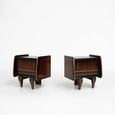 Art Deco Wooden Nightstands in Wood, 1940, Set of 2-YSY-2034759