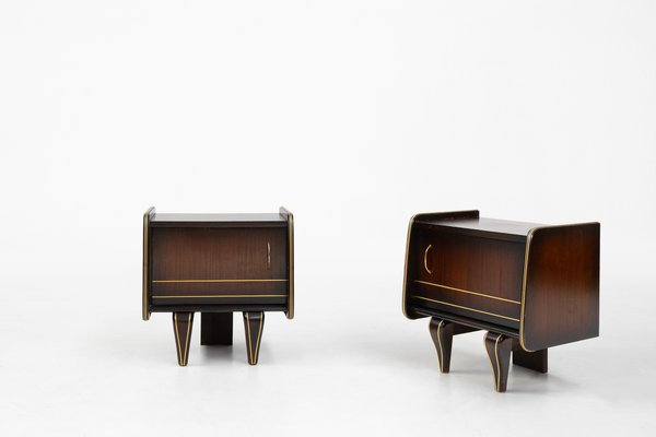 Art Deco Wooden Nightstands in Wood, 1940, Set of 2-YSY-2034759