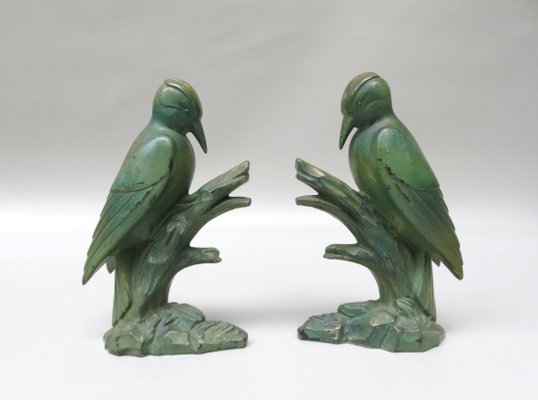 Art Deco Woodpecker Bookrests, France, Set of 2-EY-1098485