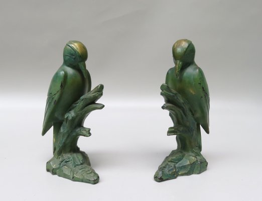 Art Deco Woodpecker Bookrests, France, Set of 2-EY-1098485