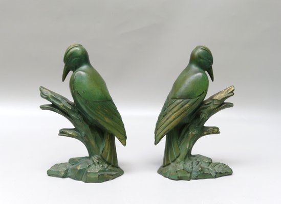 Art Deco Woodpecker Bookrests, France, Set of 2-EY-1098485