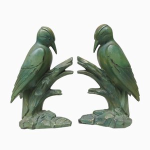 Art Deco Woodpecker Bookrests, France, Set of 2-EY-1098485