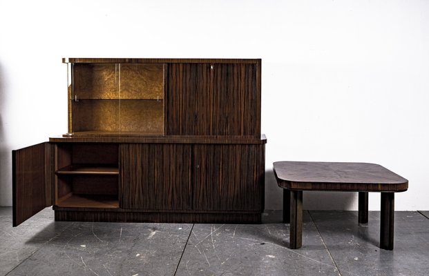 Art Deco Writing Dresser with Table in the Style of Bruno Paul, 1930s, Set of 2-VLO-1343797