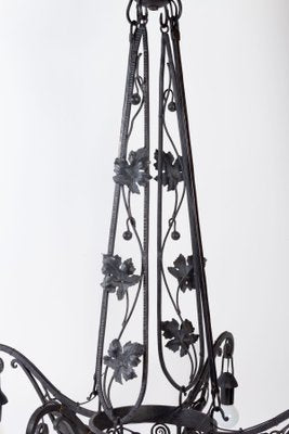 Art Deco Wrought Iron 4-Light Chandelier, 1930s-WFS-744947