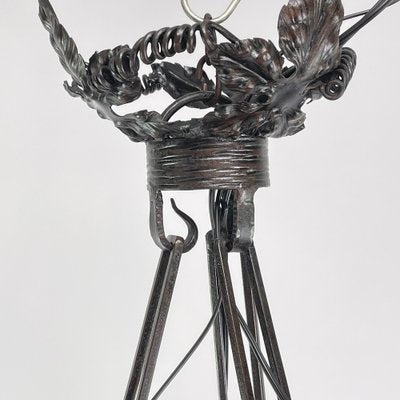 Art Deco Wrought Iron Ceiling Lamp, 1930s-JUZ-1743259