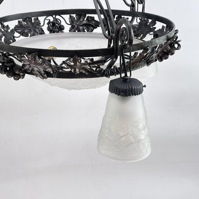 Art Deco Wrought Iron Ceiling Lamp by Muller Freres, Luneville, 1930s-JUZ-1773752