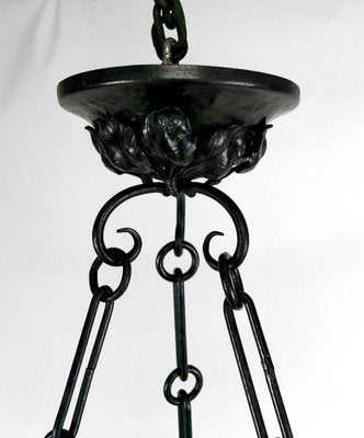 Art Deco Wrought Iron Hanging Light by Augustin Louis Calmels, 1920-XNH-1804502