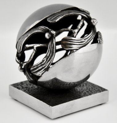 Art Deco Wrought Iron Mistletoe Paperweight by Edgar Brandt, France, 1921-KTN-1422843