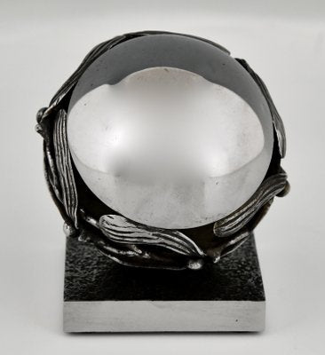 Art Deco Wrought Iron Mistletoe Paperweight by Edgar Brandt, France, 1921-KTN-1422843