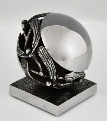 Art Deco Wrought Iron Mistletoe Paperweight by Edgar Brandt, France, 1921-KTN-1422843