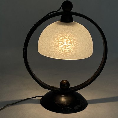 Art Deco Wrought Iron Table Lamp attributed to Schneider, 1930s-JUZ-1762547