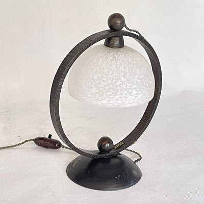 Art Deco Wrought Iron Table Lamp attributed to Schneider, 1930s-JUZ-1762547