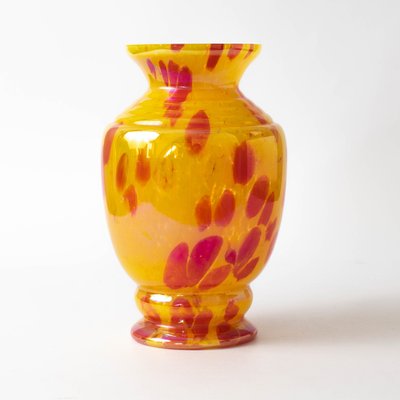 Art Deco Yellow and Red Spatter Glass Vase from Franz Welz-IXK-1437959