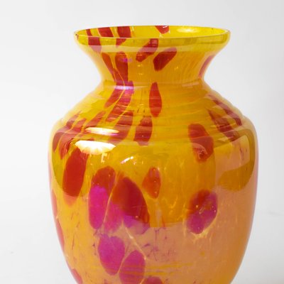 Art Deco Yellow and Red Spatter Glass Vase from Franz Welz-IXK-1437959