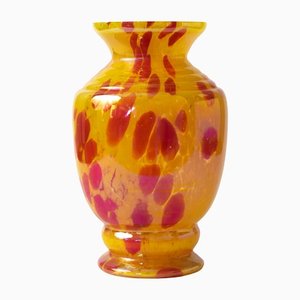 Art Deco Yellow and Red Spatter Glass Vase from Franz Welz-IXK-1437959