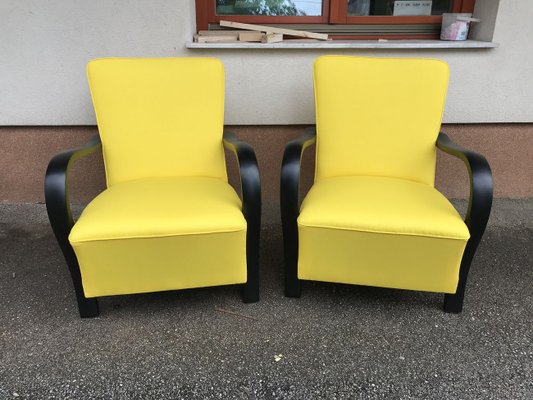 Art Deco Yellow Armchairs, 1920s, Set of 2-OXJ-679053