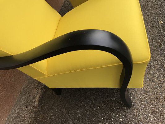 Art Deco Yellow Armchairs, 1920s, Set of 2-OXJ-679053