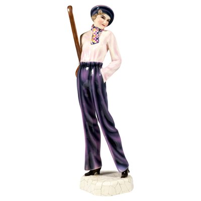 Art Deco Young Lady Daisy with Guitar Figurine by Stephan Dakon for Goldscheider, 1930s-EMT-1804724