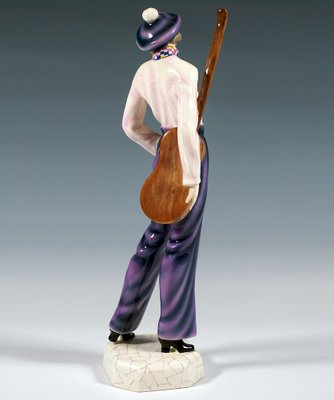 Art Deco Young Lady Daisy with Guitar Figurine by Stephan Dakon for Goldscheider, 1930s-EMT-1804724