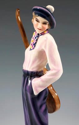 Art Deco Young Lady Daisy with Guitar Figurine by Stephan Dakon for Goldscheider, 1930s-EMT-1804724