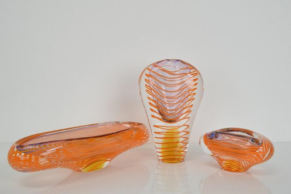 Art Glass attributed to Ivo Rozsypal, Czechoslovakia, 1970s, Set of 3-TZ-1413931