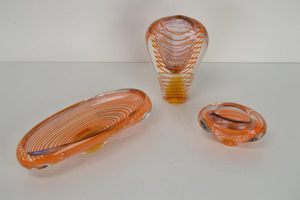 Art Glass attributed to Ivo Rozsypal, Czechoslovakia, 1970s, Set of 3-TZ-1413931