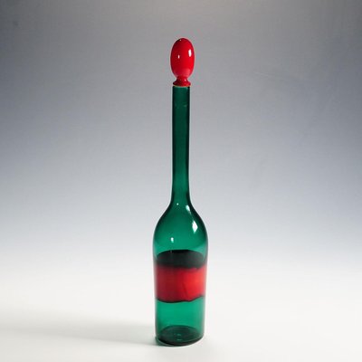 Art Glass Bottle with Fasce Decoration from Venini, 1950s-KJP-1349512