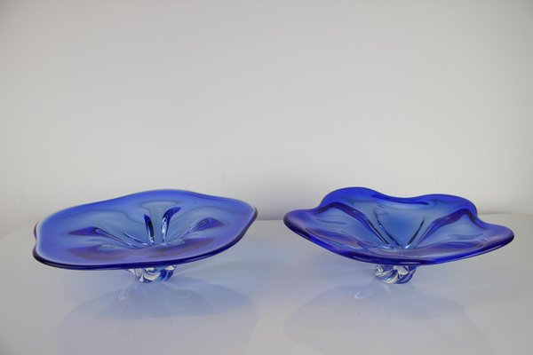 Art Glass Bowls attributed to Josef Hospodka for Chribska Glassworks, 1960s, Set of 2-TZ-1431438