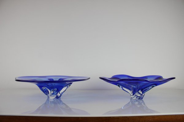 Art Glass Bowls attributed to Josef Hospodka for Chribska Glassworks, 1960s, Set of 2-TZ-1431438