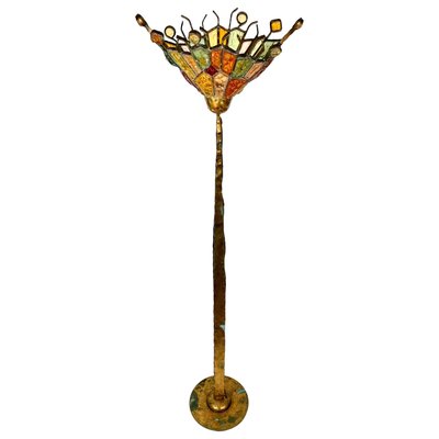 Art Glass Brutalist Iron Floor Lamp by Albano Poli for Poliarte, Italy ,1970s-LYQ-1423591