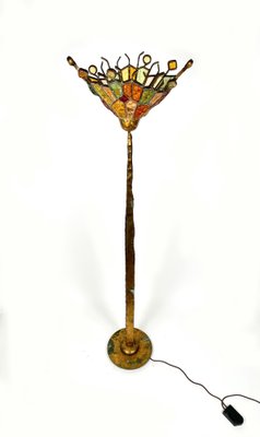 Art Glass Brutalist Iron Floor Lamp by Albano Poli for Poliarte, Italy ,1970s-LYQ-1423591