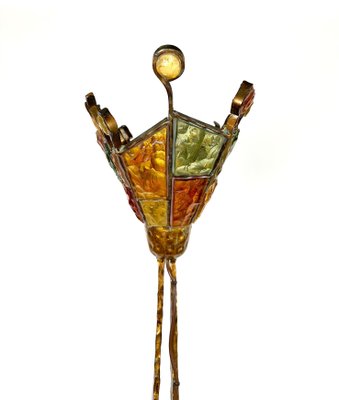 Art Glass Brutalist Iron Floor Lamp by Albano Poli for Poliarte, Italy ,1970s-LYQ-1423591