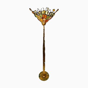 Art Glass Brutalist Iron Floor Lamp by Albano Poli for Poliarte, Italy ,1970s-LYQ-1423591