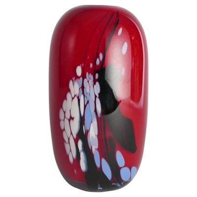 Art Glass Cherry Red Vase by Mikael Axenbrant, Sweden, 1990s-RUK-1824906