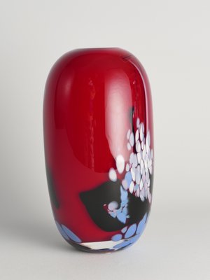 Art Glass Cherry Red Vase by Mikael Axenbrant, Sweden, 1990s-RUK-1824906