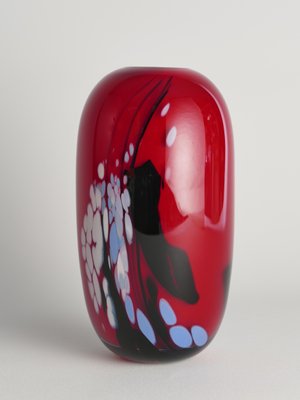 Art Glass Cherry Red Vase by Mikael Axenbrant, Sweden, 1990s-RUK-1824906