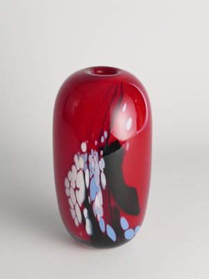 Art Glass Cherry Red Vase by Mikael Axenbrant, Sweden, 1990s-RUK-1824906