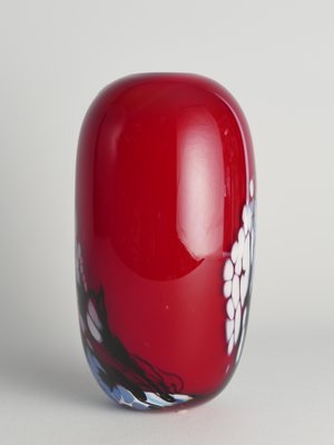 Art Glass Cherry Red Vase by Mikael Axenbrant, Sweden, 1990s-RUK-1824906