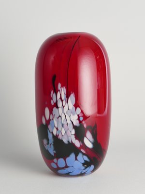 Art Glass Cherry Red Vase by Mikael Axenbrant, Sweden, 1990s-RUK-1824906